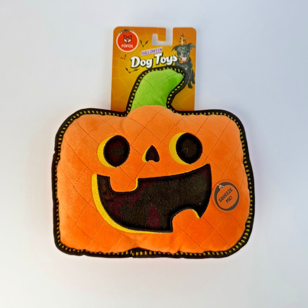 Fofos Dog Toy  Pumpkin Halloween Pet Toy With Squeaker 9"